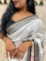 White Soft Crepe Digital Print Saree 48