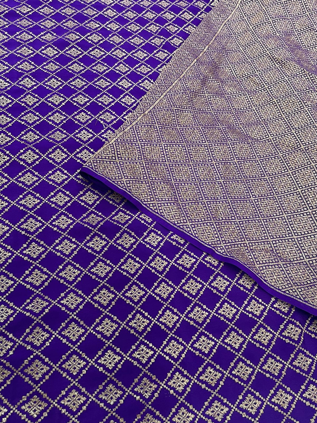 Purple Pure Banarasi Crepe Saree 03