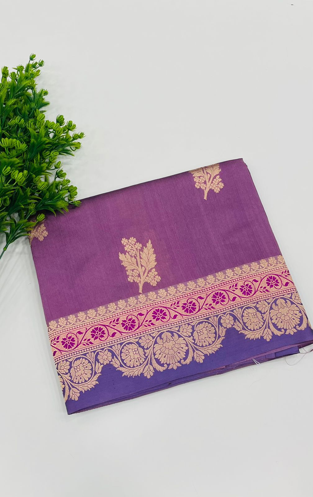 Purple Pure Katan Designer saree 02