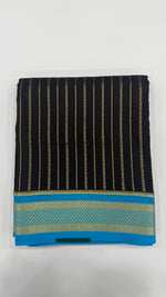 Black Stripes Pure Mysore Silk Crape Saree 01