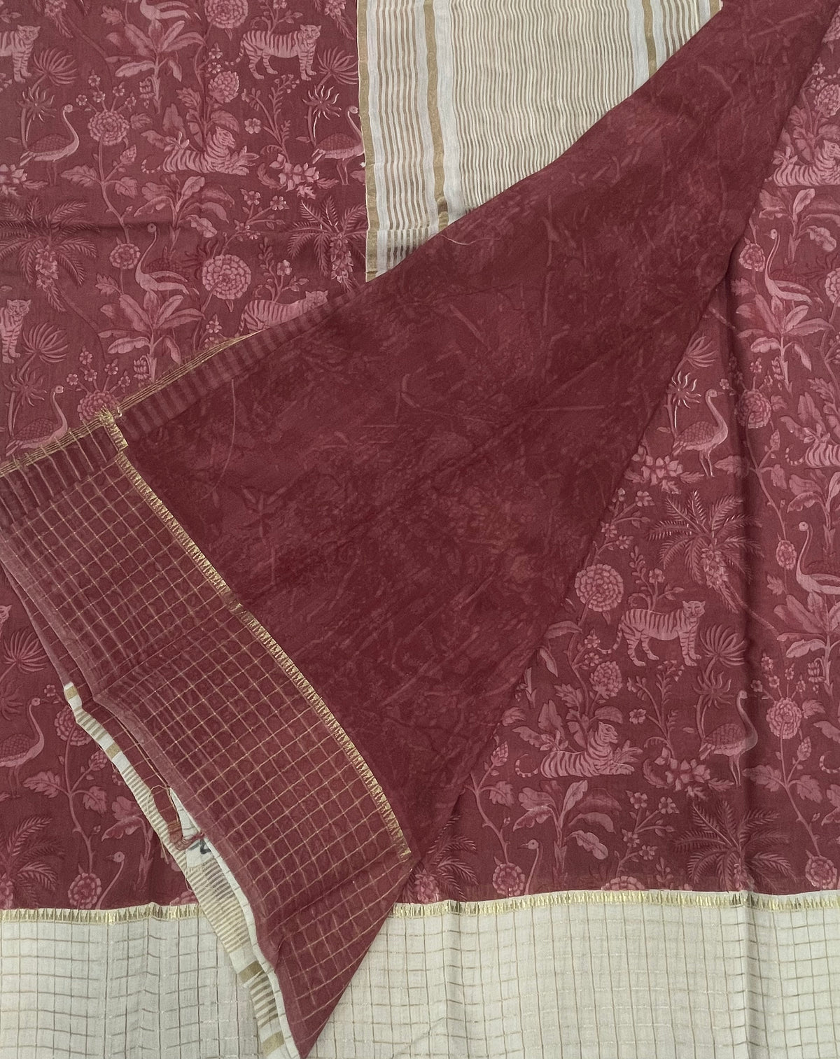 Pink n Cream Assam Silk Saree 23