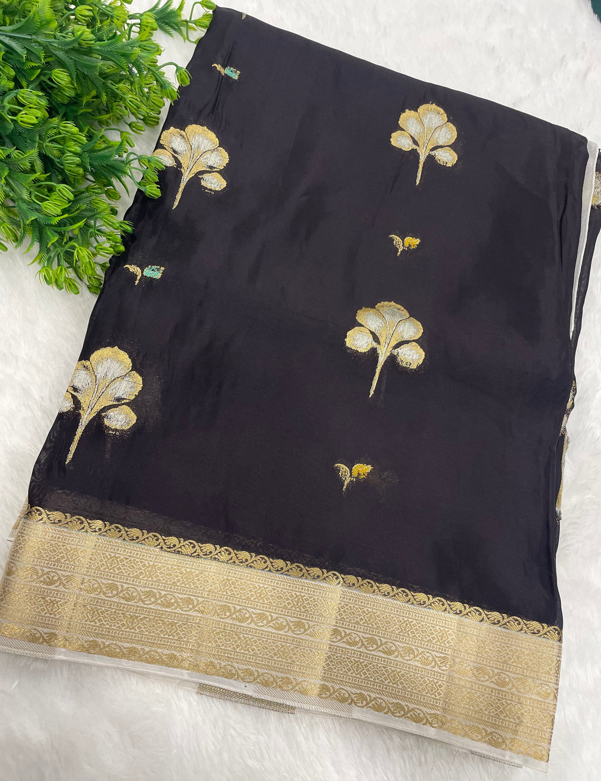 Black Dola Crepe Designer Saree 08