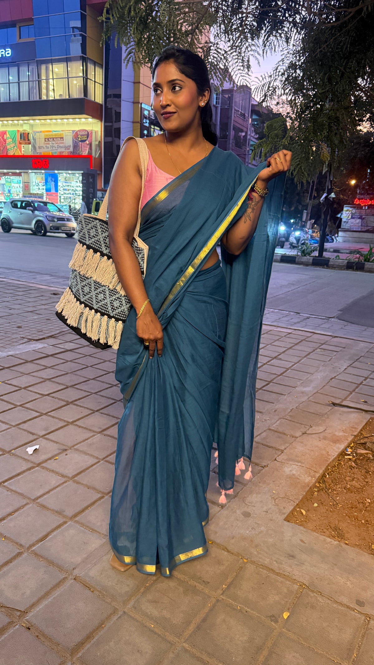 Blue Mul Cotton Saree 99