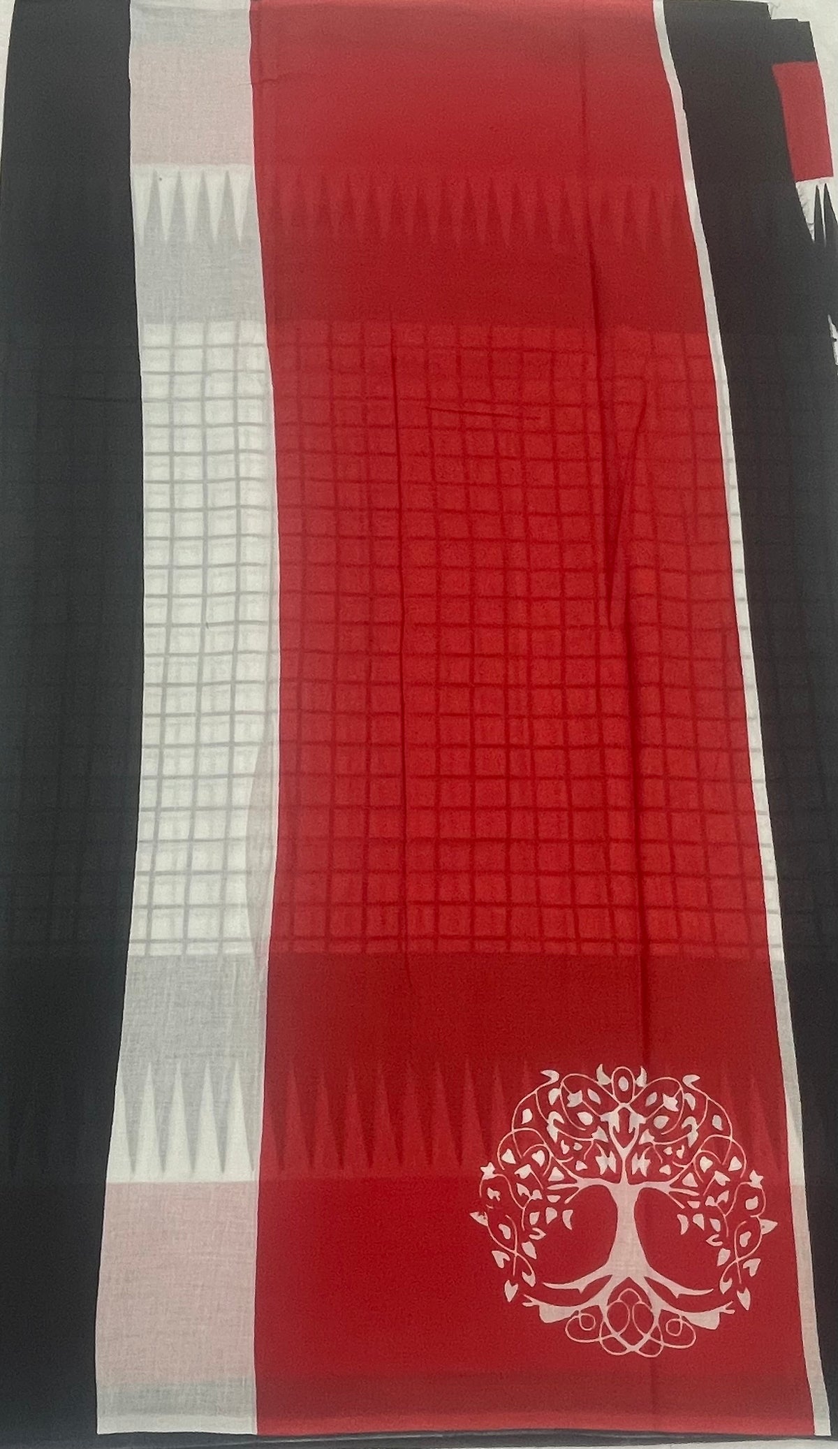 Black n Red Pure Cotton Handblom Saree