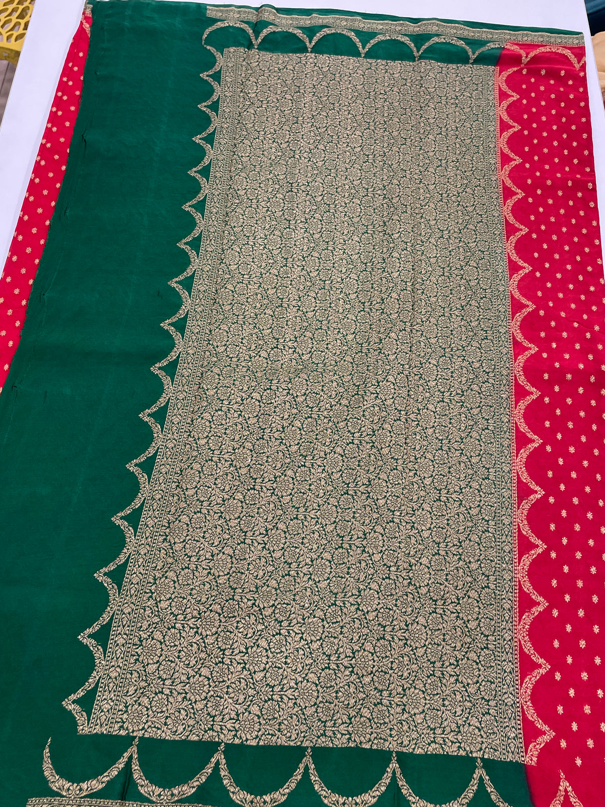 Red Pure Banarasi Crepe Saree 03