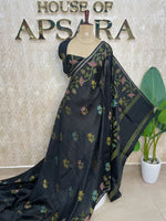 Black Tussar Jamdani saree 318