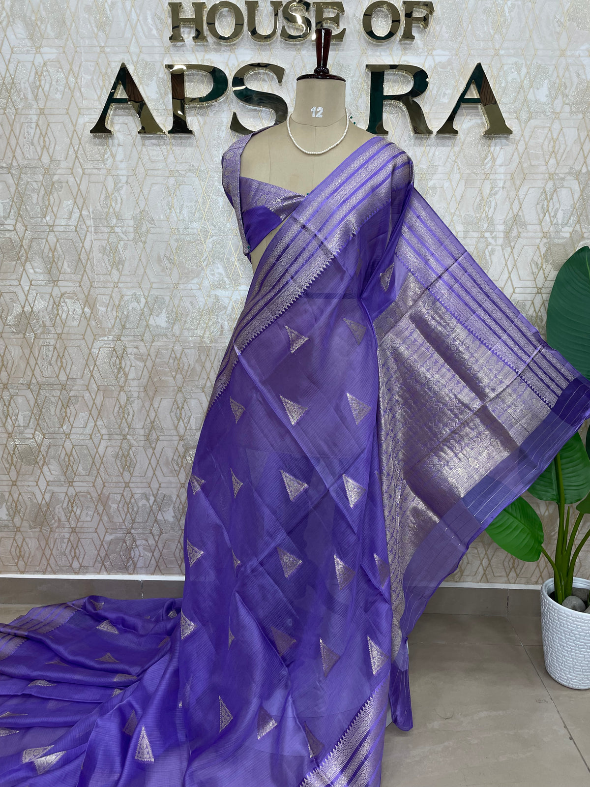 Purple Crepe Kota checks saree 309