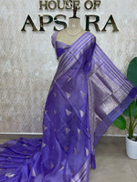 Purple Crepe Kota checks saree 309