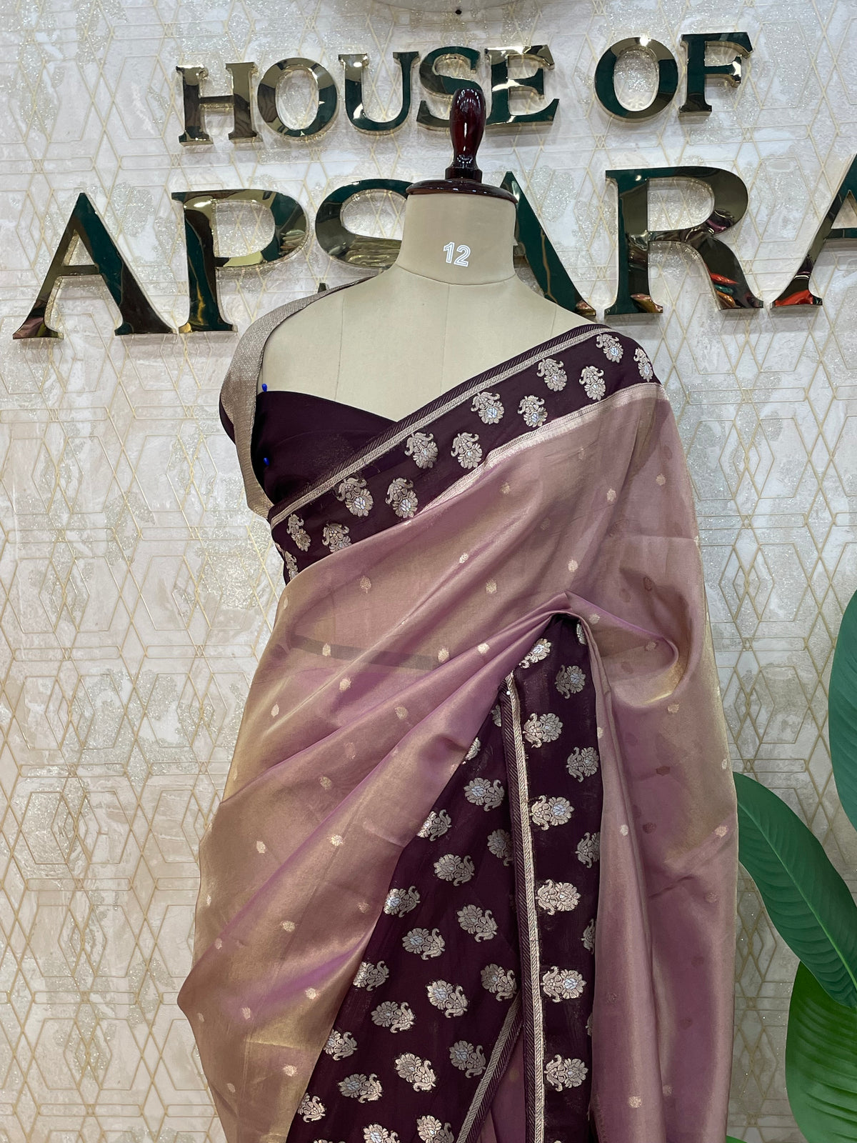 Pink n Maroon Banarasi Soft Tissue Saree 313
