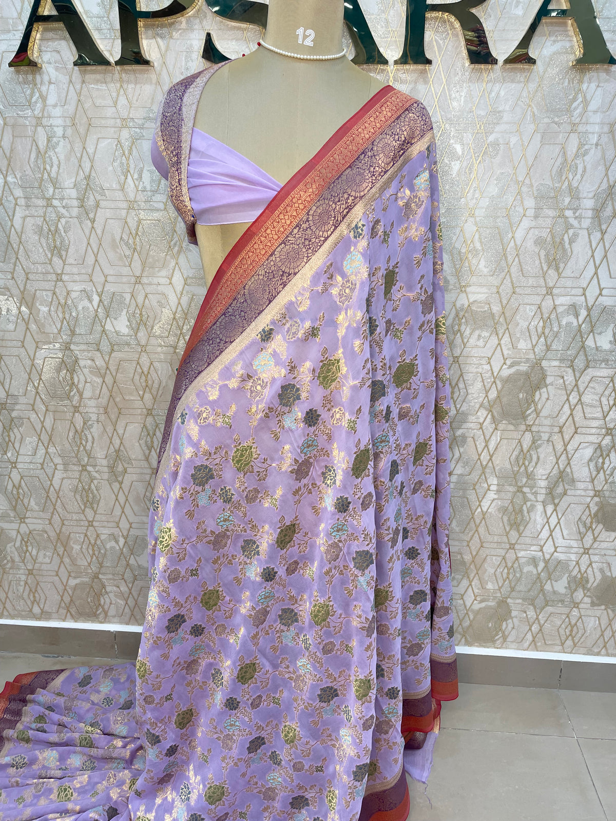 Lilac Banarasi Georgette Saree 26