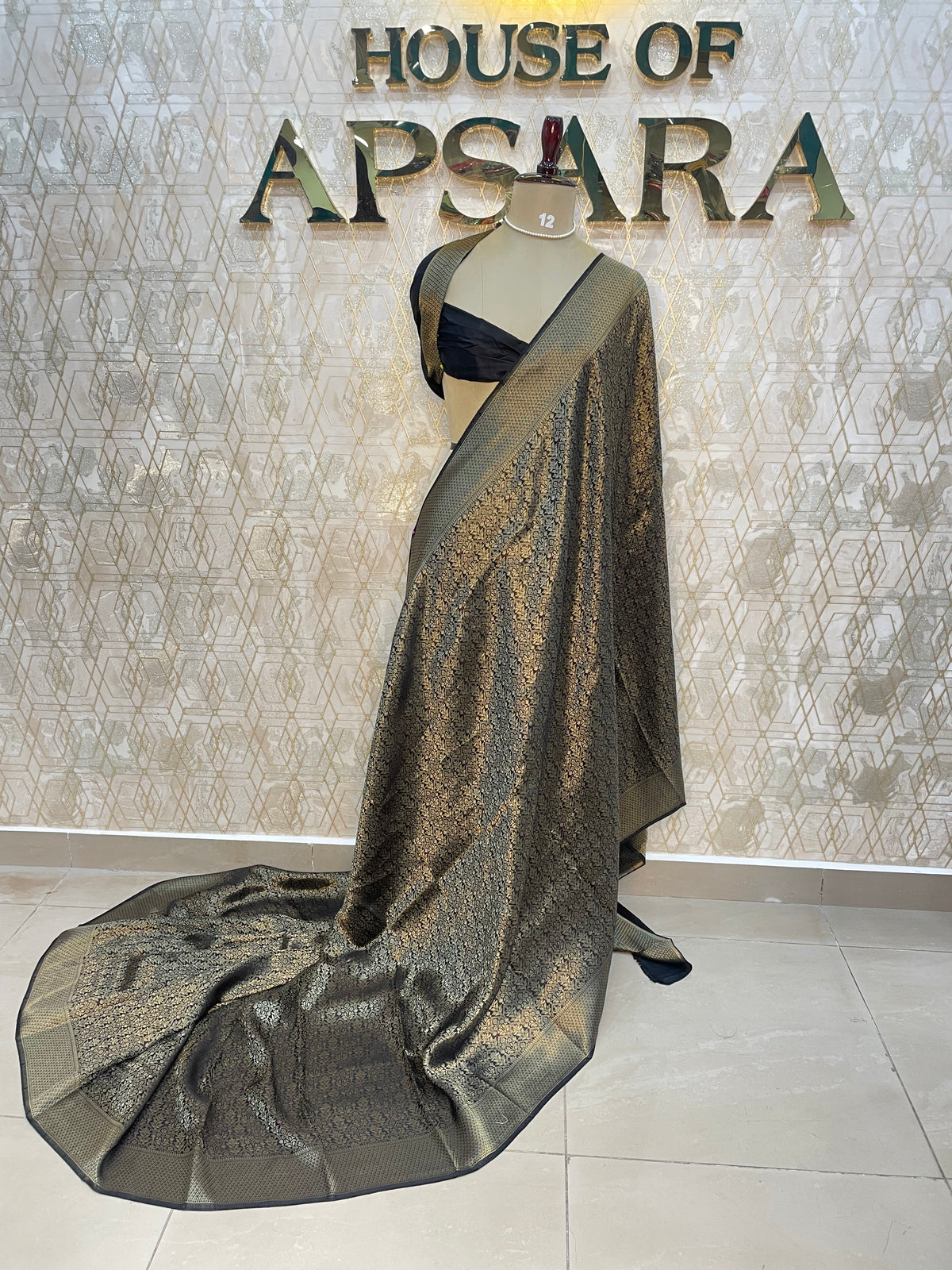 Black Meenakari Khadi Georgette Saree 75