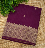 Wine Banarasi Raw Silk Saree 32