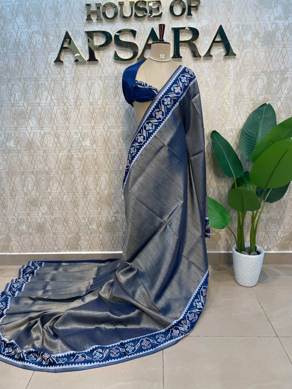 Peacock Blue Banarasi Soft Tissue Saree 200