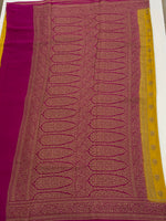 Yellow Pure Banarasi Big Butta Crepe Saree 03