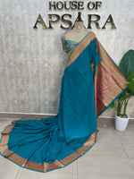 Blue Tussar pashmina saree 319