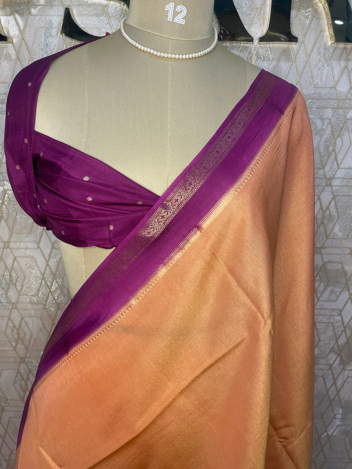 Orange n Wine Tussur Saree 36