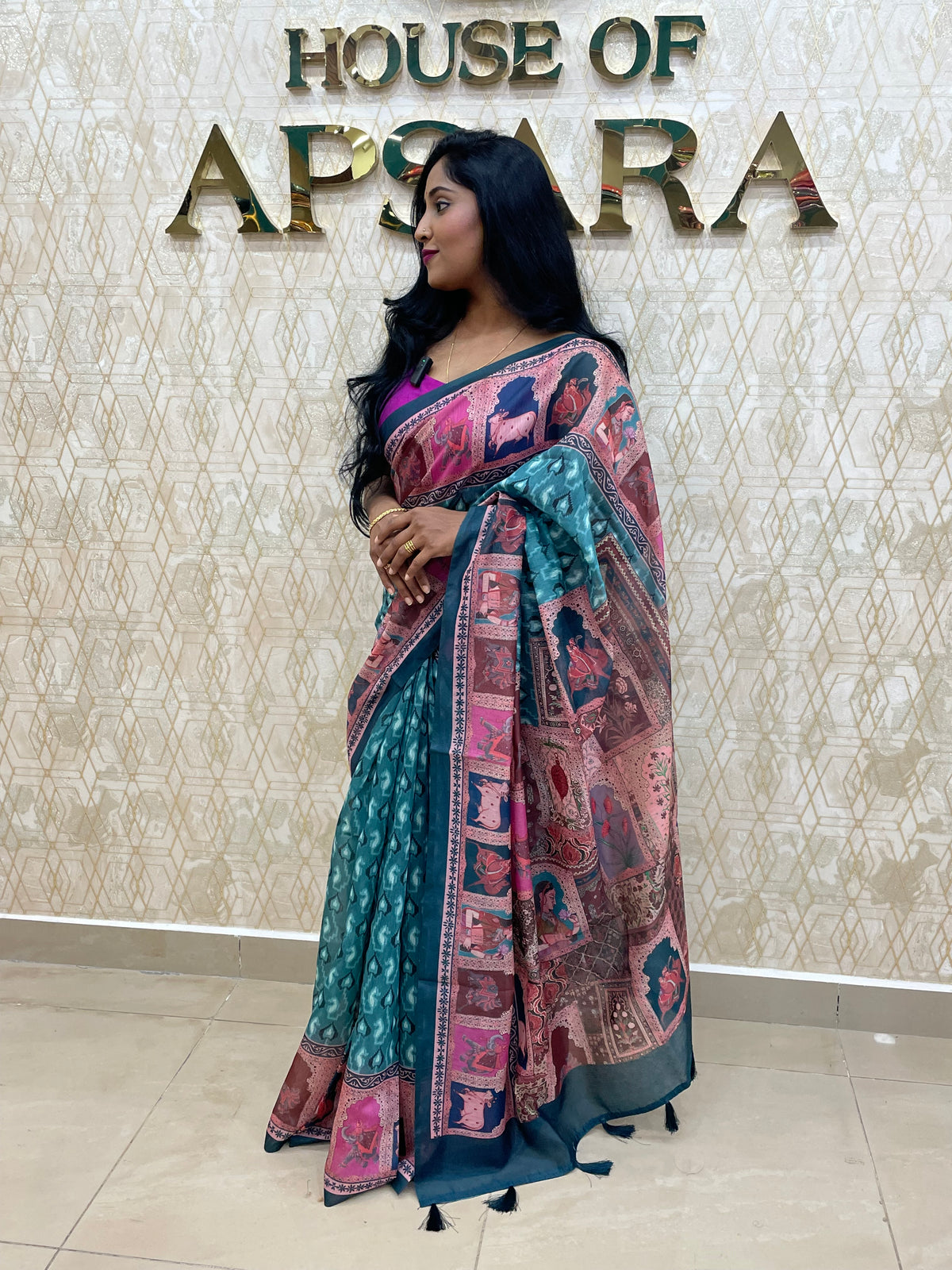 Green Mul Cotton Kalamkari Print Saree 53