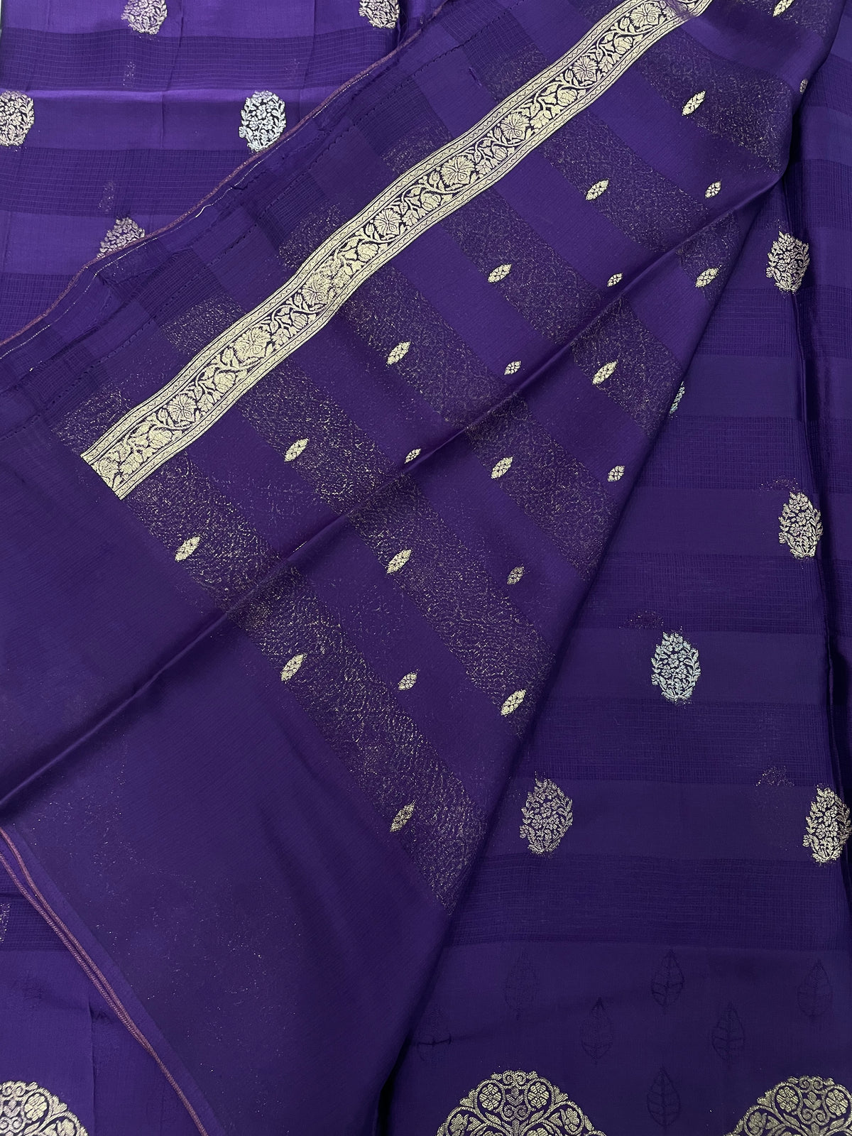 Purple Satin Mashru Kota Check’s Fusion Saree 31