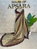 Brown Chinon Brocade Saree 106