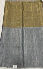 Gold n Grey Dual Shade Designer Tissue Saree 09