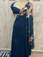 Navy Blue Digital Print Satin Saree 41