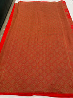 Orange Pure Banarasi Crepe Self Saree 03