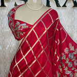 Red Pashmina Silk saree 315