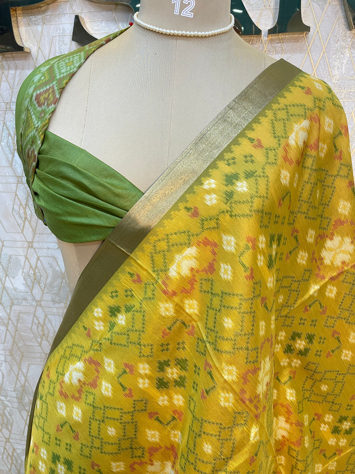 Yellow Raw Silk Ikkat Weaving Saree 81