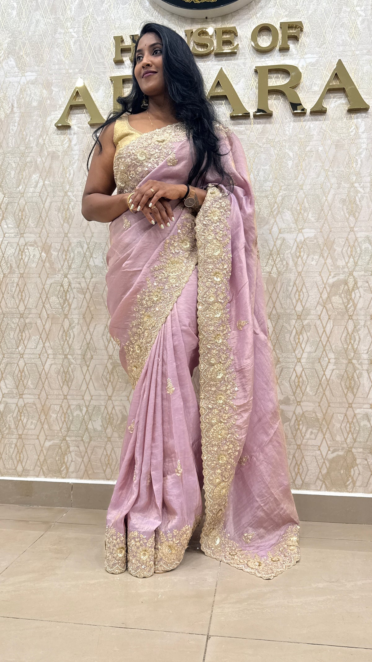 Lilac Shimmer Designer Saree