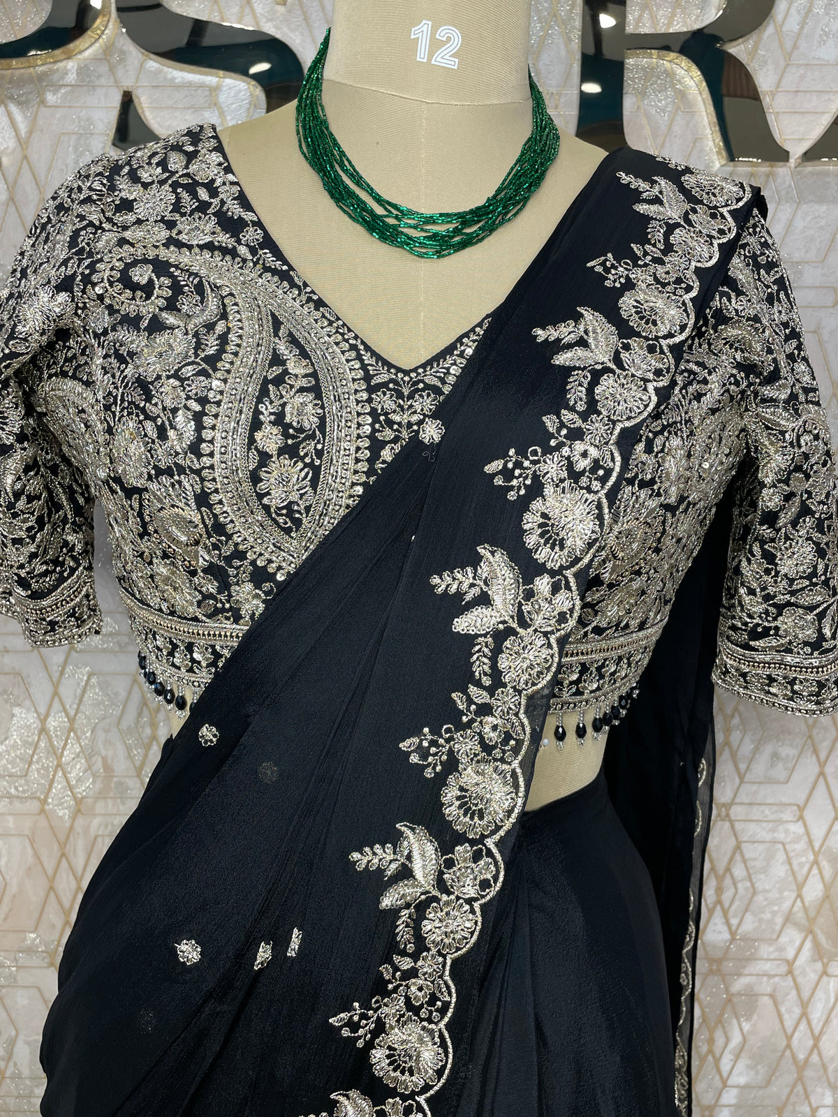 Black Handwork Stitched Blouse Read To Ware Saree 55
