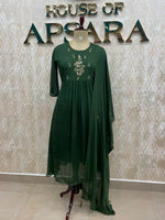 Green Chinnon Handwork Airline Kurtha 112