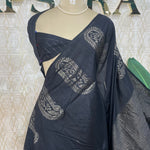 Black Banarasi Tussar Georgette Saree 307