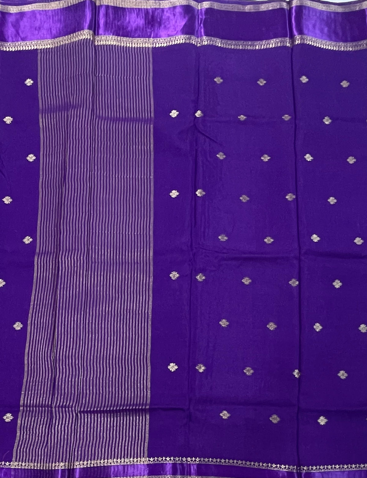Purple Small Butta Semi Crepe Saree 34