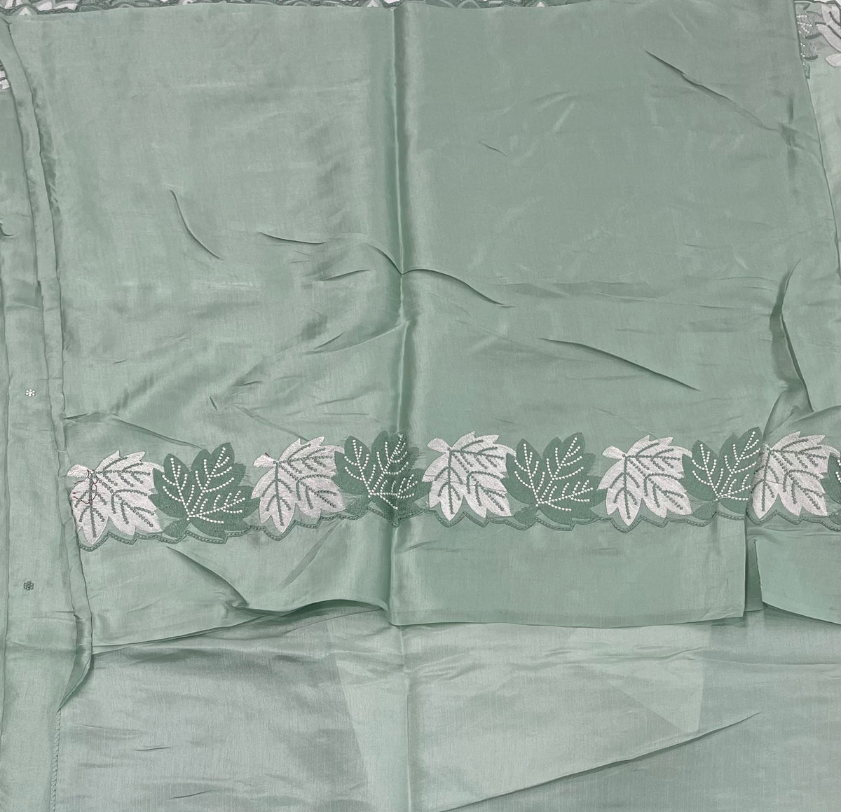 Sea Green Soft Tussur Embroidery Saree 21