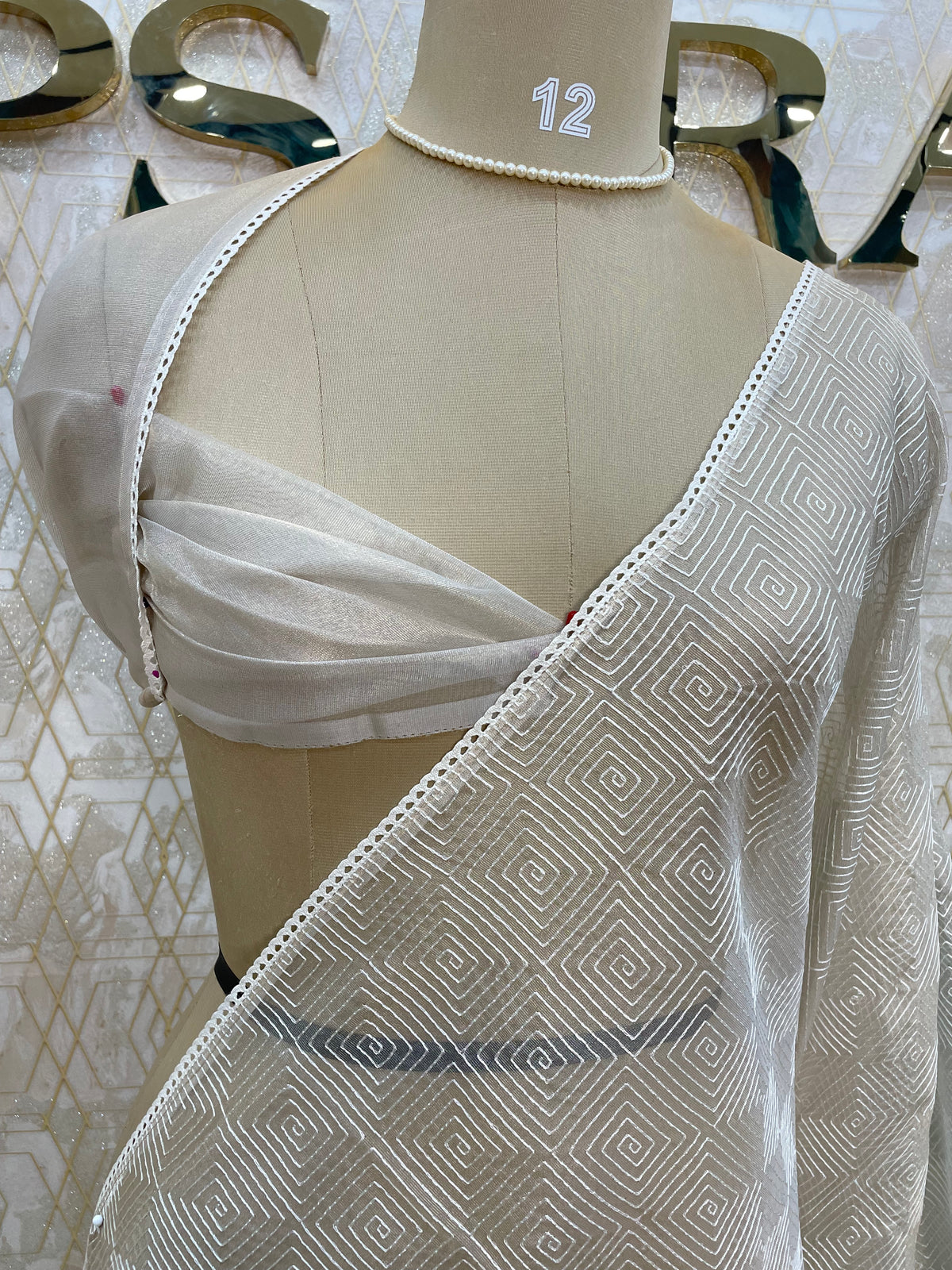 Cream Tissue Saree 306