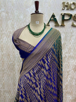 Green n Blue Pure Khadi Georgette Saree 04