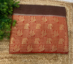 Brown n Orange Checks Cotton Silk Saree 13