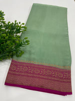 Pista Green Pure Banarasi Crepe Saree 03