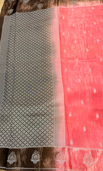 Peach n Brown Matka Silk with Satin Border Saree 14
