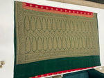 Red n Green Pure Banarasi Big Butta Crepe Saree 03