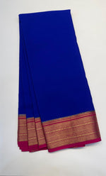Royal Blue Pure Mysore Silk Crepe Saree 01