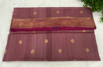 Maroon Pure Tussur Handblom Saree 12