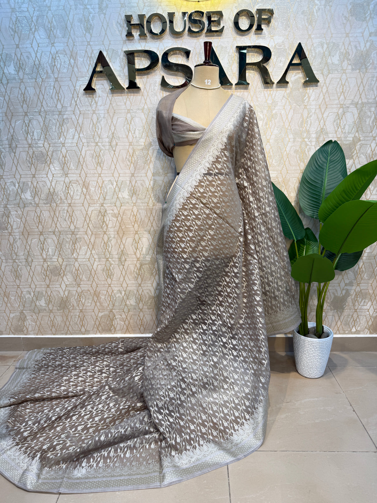 Brown Kora Jamdani Saree 204