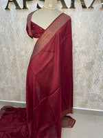 Maroon Tussur Self Saree 36