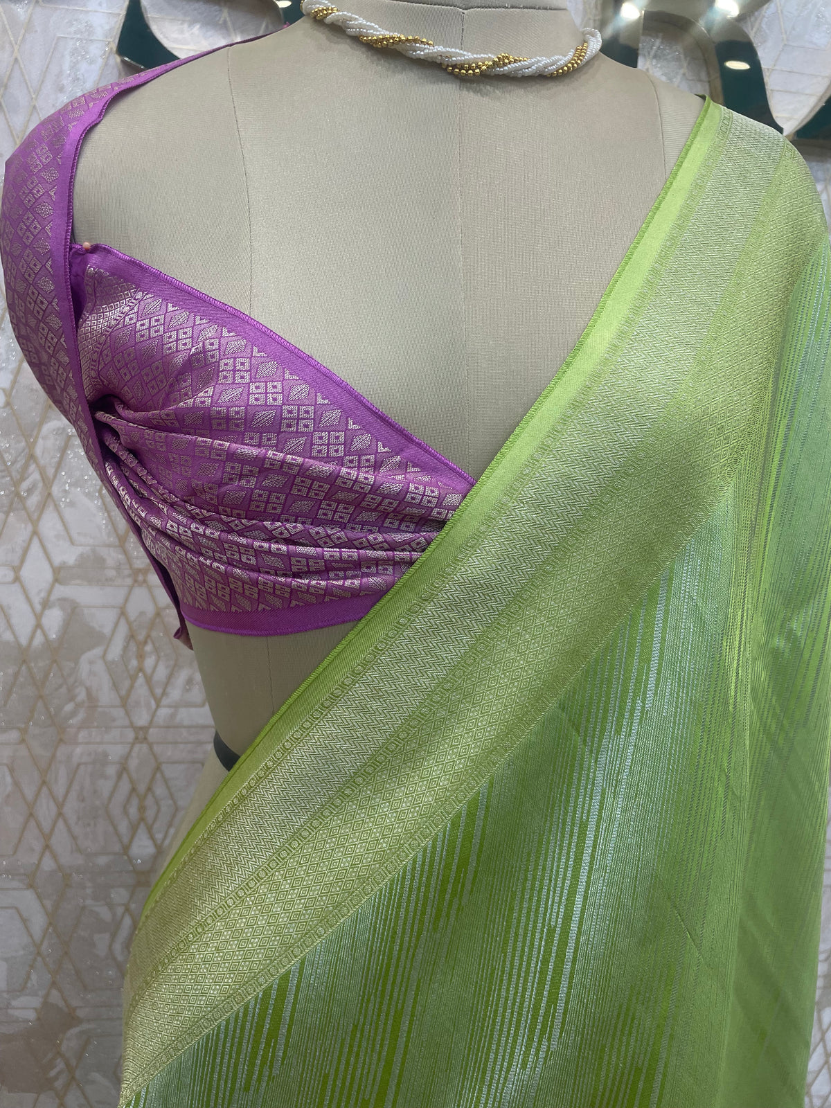Green n Purple Soft Tissue Contemporary Design Saree 30