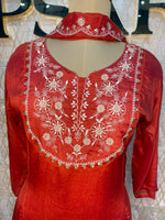 Orange Chinnon Handwork Airline Kurtha 112