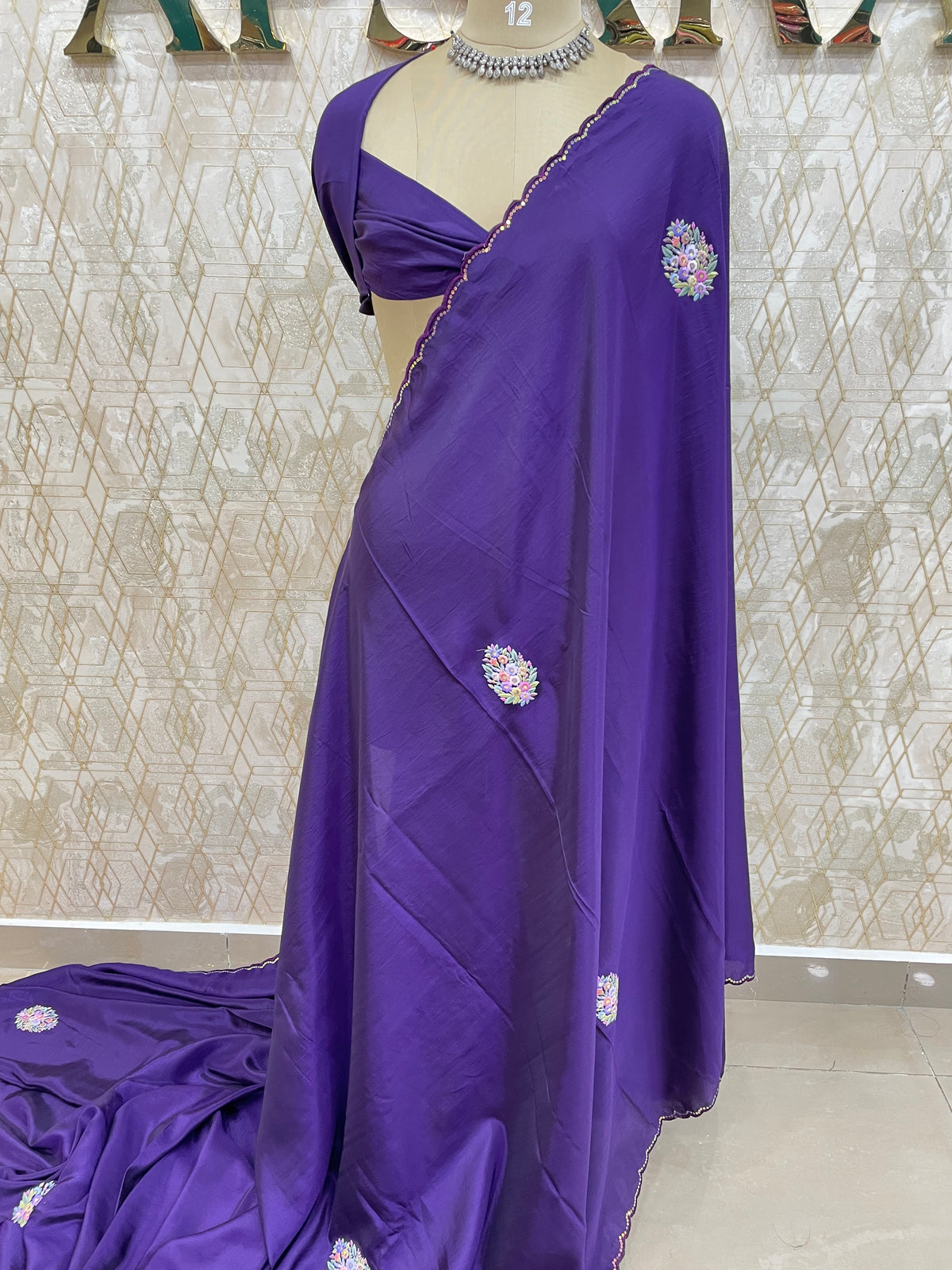 Purple Crepe Saree 29