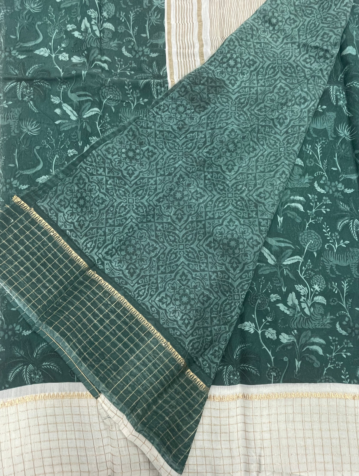 Green n Cream Assam Silk Saree 23