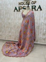 Lilac Dola Crepe Silk Saree 25
