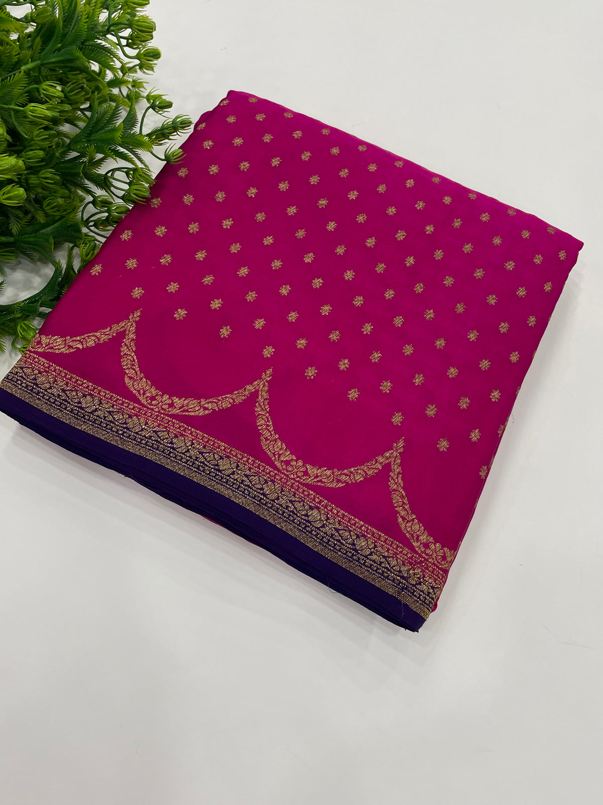 Pink Pure Banarasi Crepe Saree 03